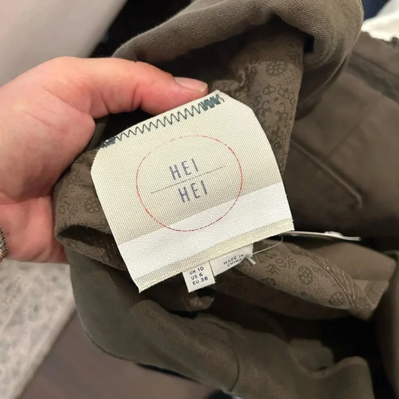 ! Anthropologie Hei Hei Green Double-Breasted Checker Print Military Jacket - Picture 3 of 6